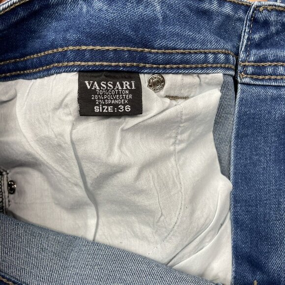 Vassari Mens Low Rise  Skinny Leg Blue Denim Jeans Size 36x32 - Picture 9 of 10
